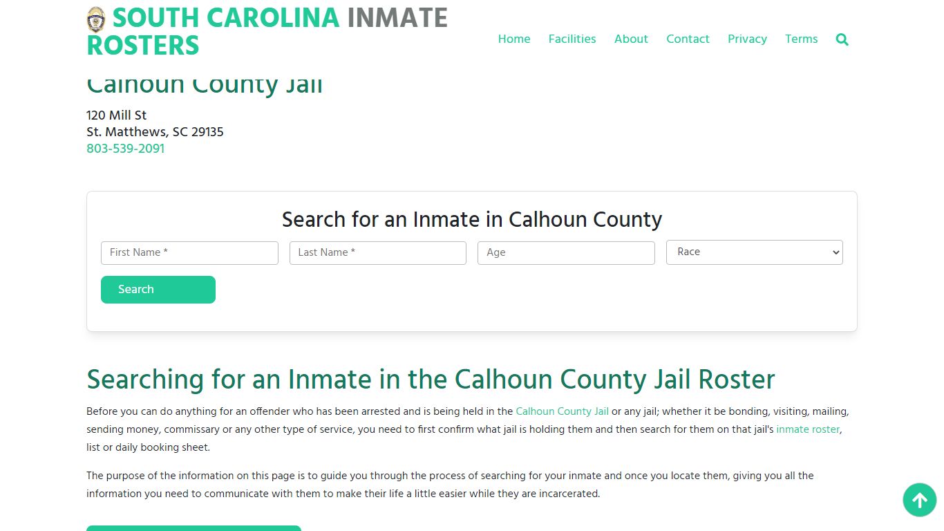 Calhoun County Jail SC: Inmate Search & Roster - South Carolina Inmate ...