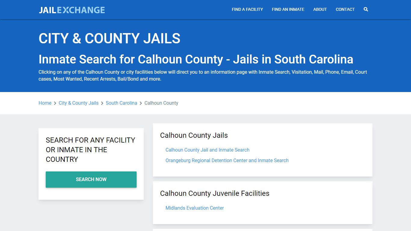 Inmate Search for Calhoun County | Jails in South Carolina - Jail Exchange